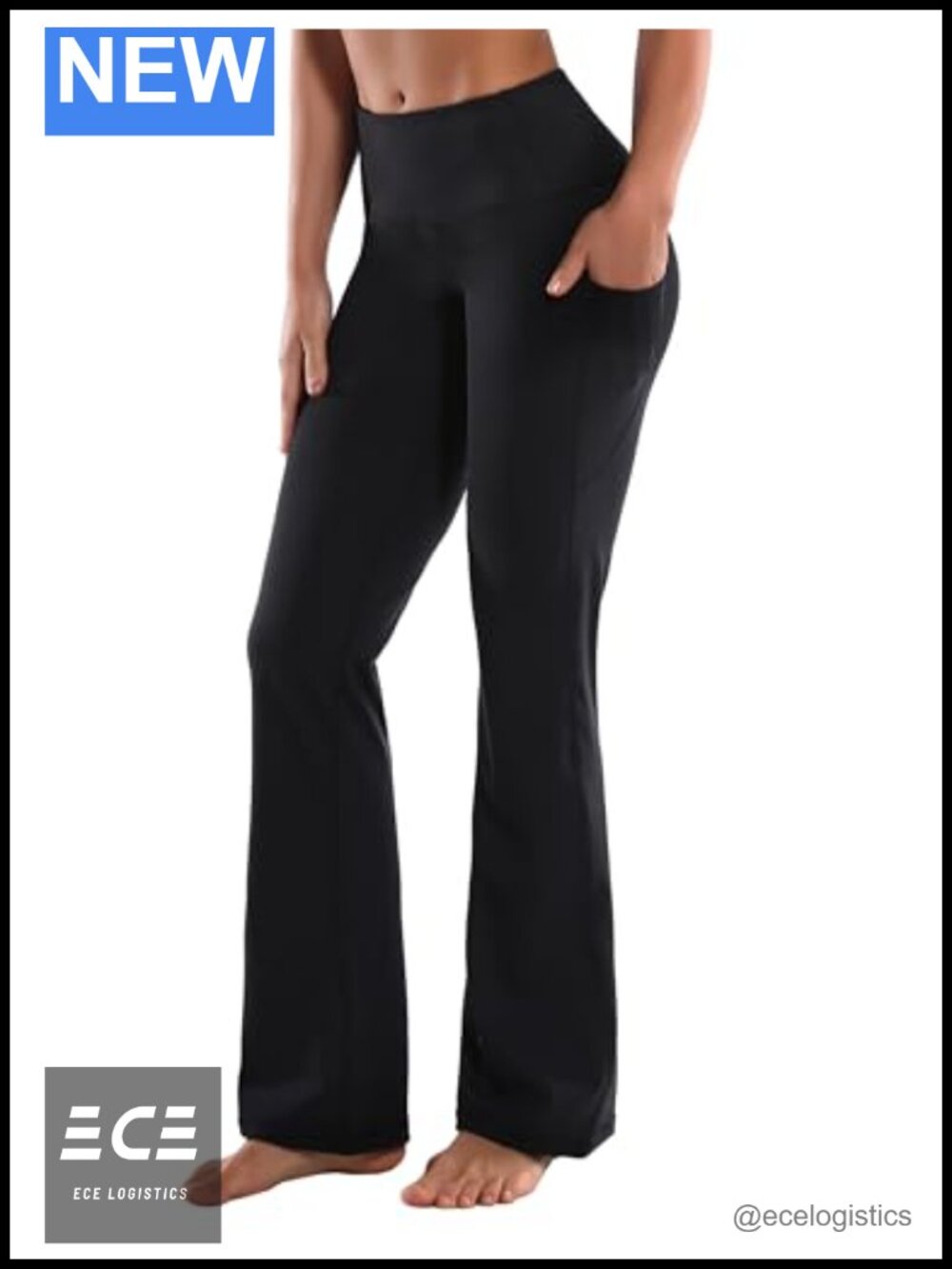High Waist Bootcut Yoga Pants with Side Pockets Tummy Control